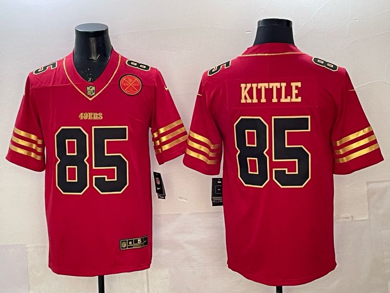 Men 2025 Nike San Francisco 49ers #85 Kittle Red gold Limited NFL Jersey 046
